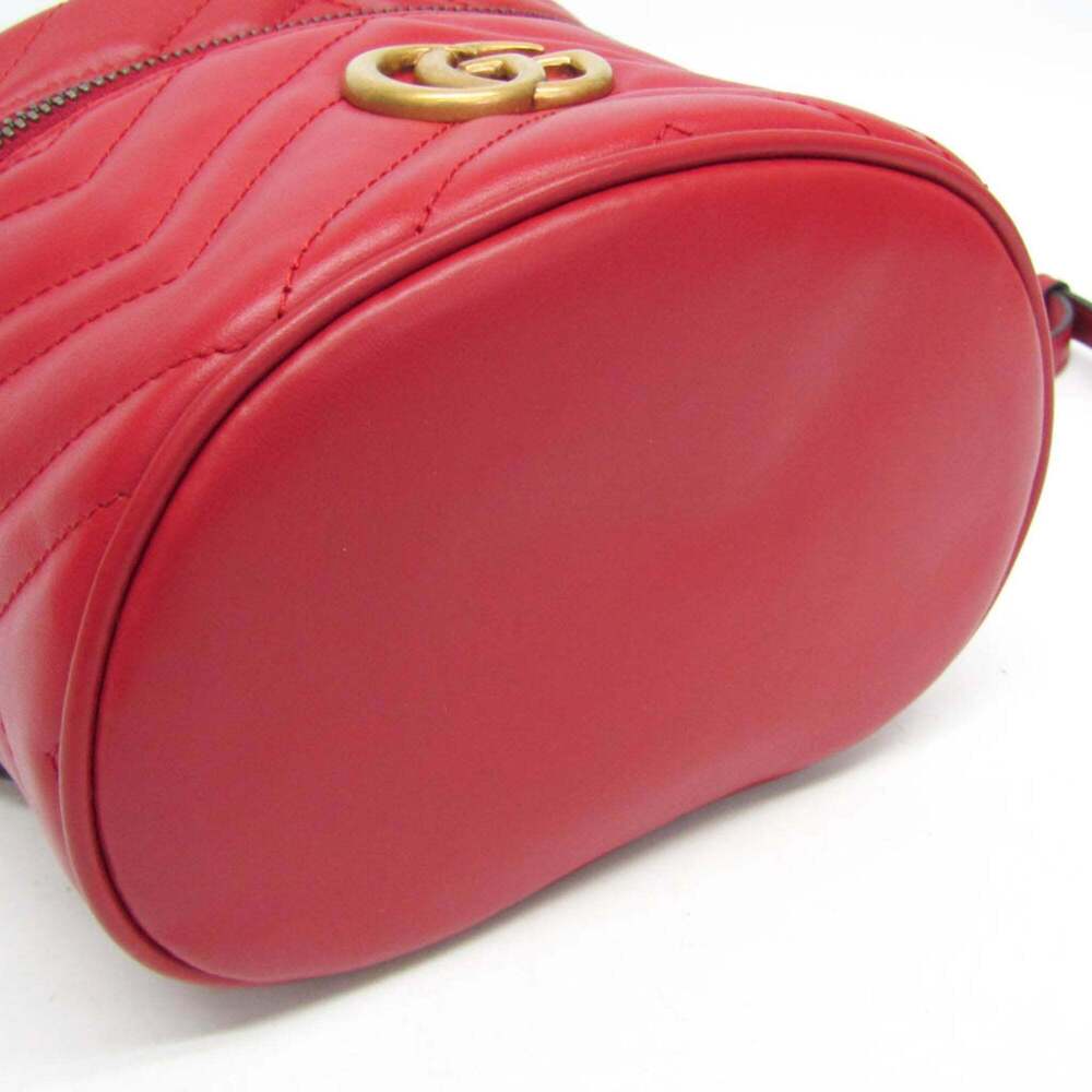 GUCCI Authentic Red Leather GG Marmont Backpack - Picture 5 of 12